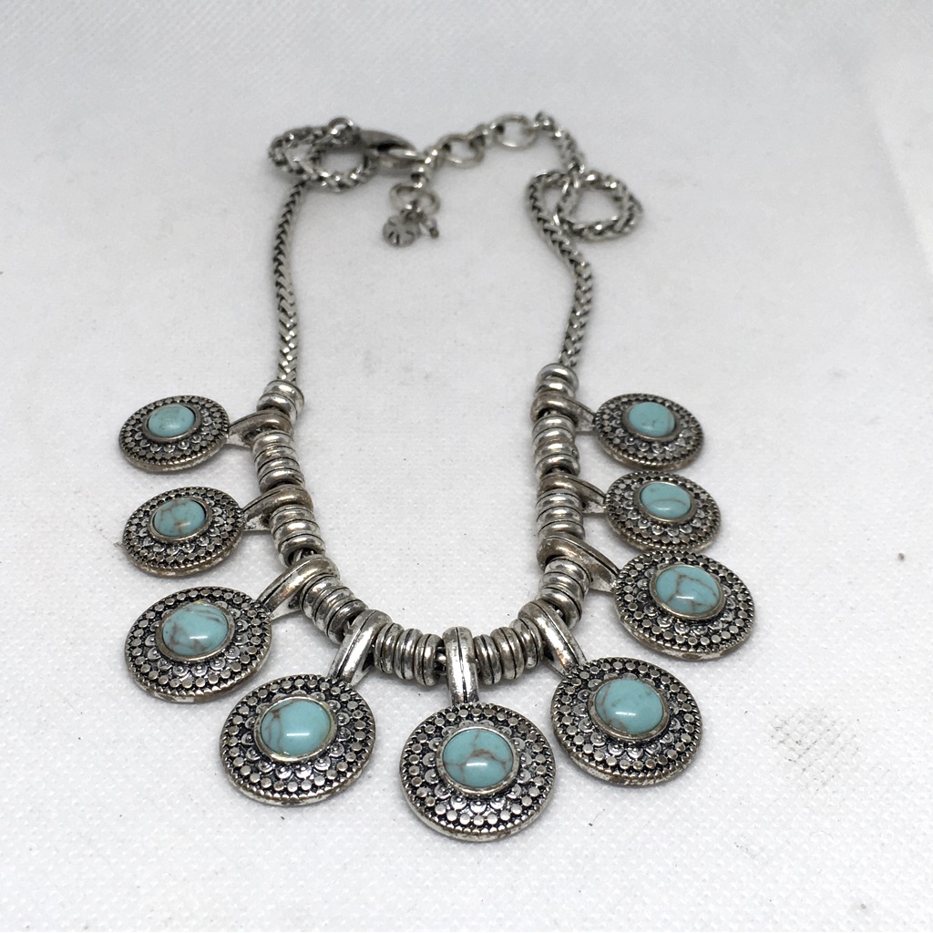 Lucky Brand Silver And Turquoise Necklace 19902000 High Quality